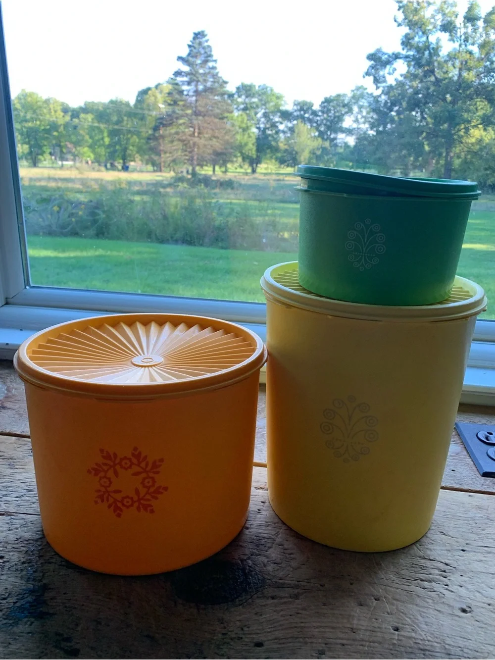 Vintage Tupperware Servalier Canister in Bright Green Apple